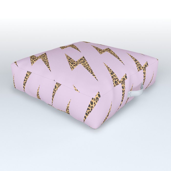pink leopard lightning Outdoor Floor Cushion