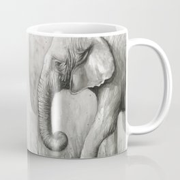 Elephant Black and White Watercolor Coffee Mug