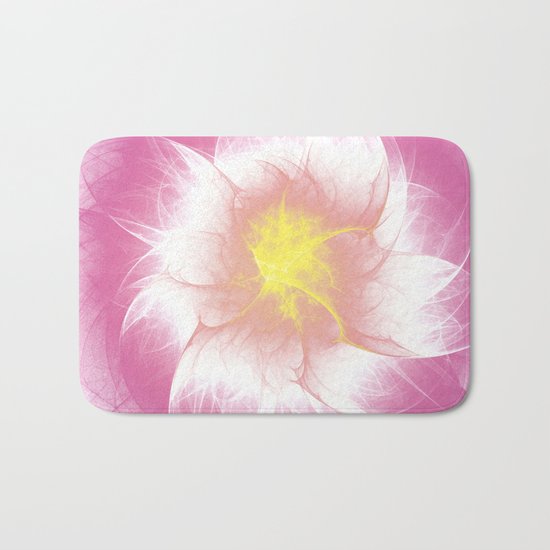 Pink Flower Fractal Bath Mat