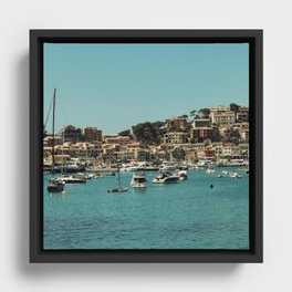 Spain Photography - Boats Floating Off The Spanish Shore Framed Canvas