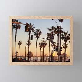 Huntington Beach Summer Sunset at the pier Framed Mini Art Print