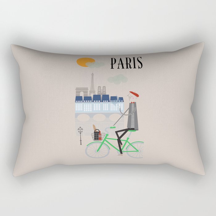 Paris - In the City - Retro Travel Poster Design Rectangular Pillow
