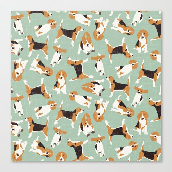 beagle scatter mint Canvas Print