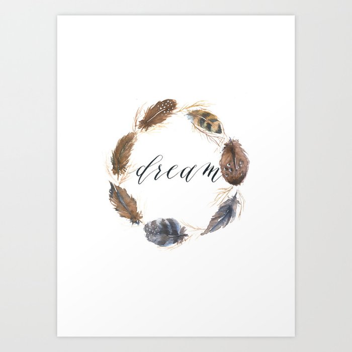 Watercolor feather illustration Art Print