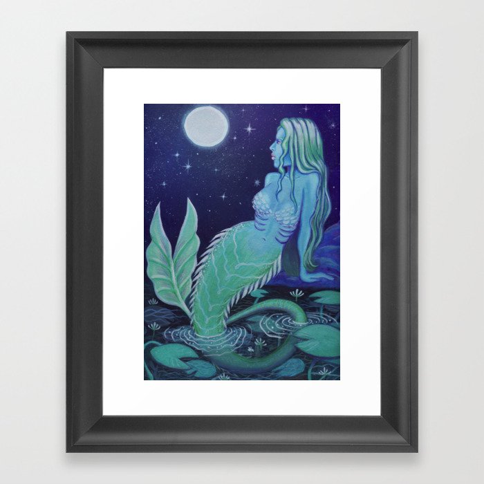 Moon Mermaid Framed Art Print