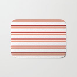[ Thumbnail: Dark Salmon, White, and Red Colored Pattern of Stripes Bath Mat ]