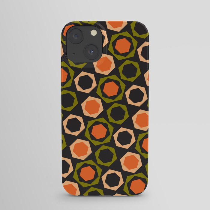 Geometric Pattern 161 (orange hexagons) iPhone Case
