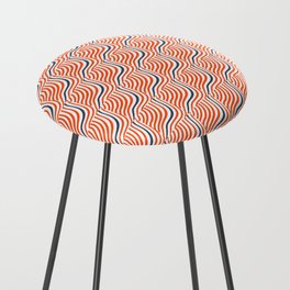 Striped Shells Red and Blue Pattern Counter Stool