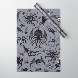 Cosmic Horror Critters in Twilight Zone Glow Wrapping Paper