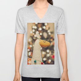 Festive Llama V Neck T Shirt
