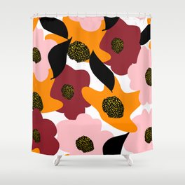 Abstract hand drawing camouflage retro flowers and leaves Shower Curtain