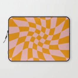 Wavy Check - Orange And Pink - Checkerboard Pattern Print Laptop Sleeve
