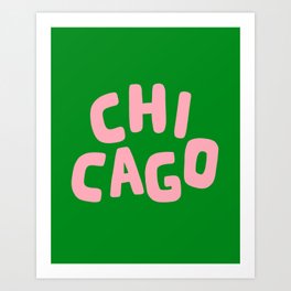 Chicago Green & Pink Art Print