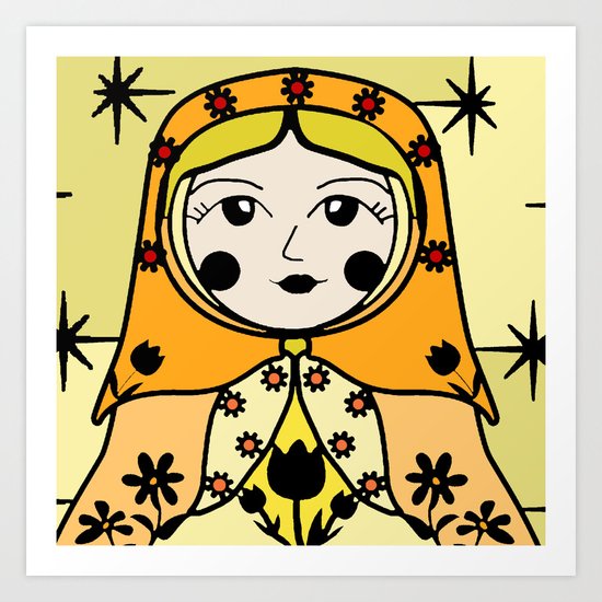 Matryoshka russian doll colorful illustration wall decor - Ana Art Print