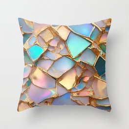 Opal Holographic Gold Stone Popular Collection Throw Pillow
