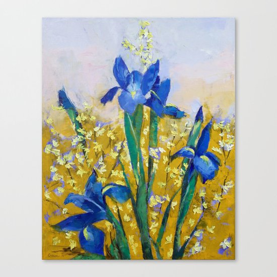 Iris and Forsythia Canvas Print