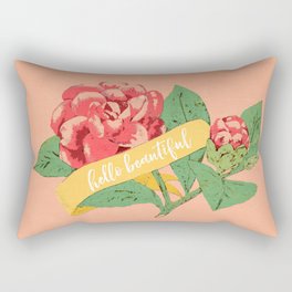 floral with banner - hello beautiful Rectangular Pillow