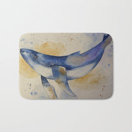 Whale in watercolor Bath Mat
