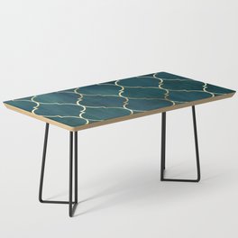 Emerald Golden Moroccan Quatrefoil Pattern II Coffee Table