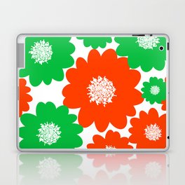Cheerful Red And Green Retro Summer Flowers Laptop Skin