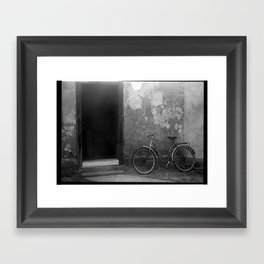 Vintage style photo of old bycicle Framed Art Print