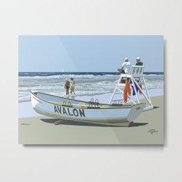 Avalon, Cooler by a Mile Metal Print | Illustration, Beach, Jerseyshore, Lifeguard, Painting, Ocean, Summer, Digital, Lifeboat, Graphic Design 