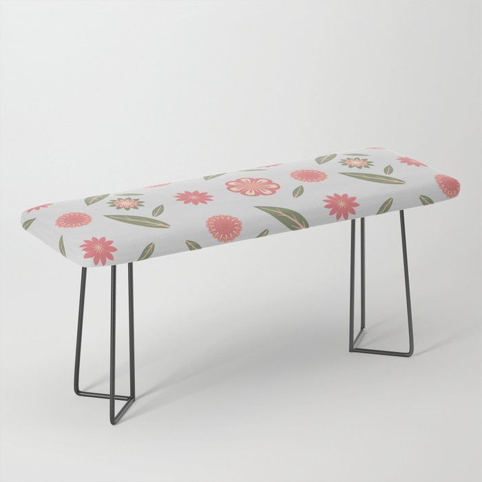 Peach and Green floral pattern Bench