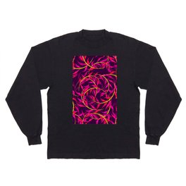 Pink & Yellow Color Leaves Pattern Long Sleeve T-shirt