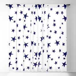 Stars - Navy Blue on White Blackout Curtain