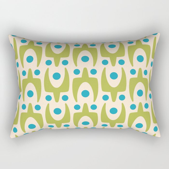 Mid Century Modern Scandinavian Abstract 152 Turquoise and Chartreuse Rectangular Pillow
