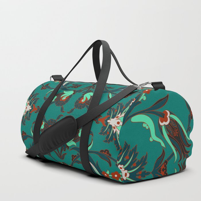 Green Floral Texture Background Duffle Bag