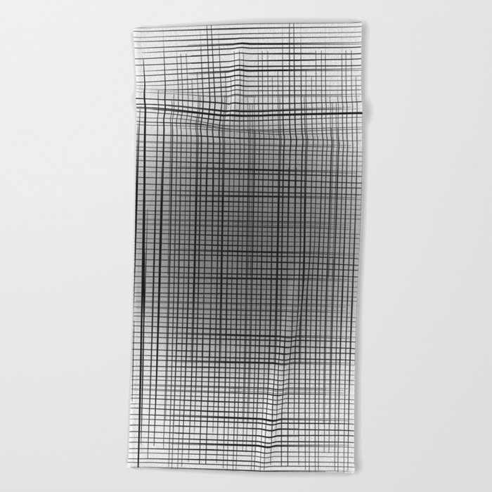 Sloane Grid Sun - gray grid art, grid pillow, home decor, painterly, sunshine, boho art, bohemian Beach Towel