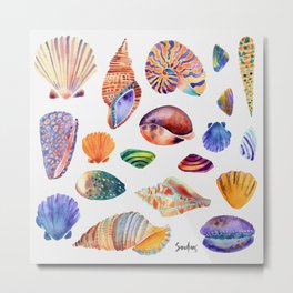 Watercolor Shells Metal Print