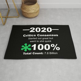 Humorous 2020 Review Rotten Tomatoes Score From World Population White Lettering Rug