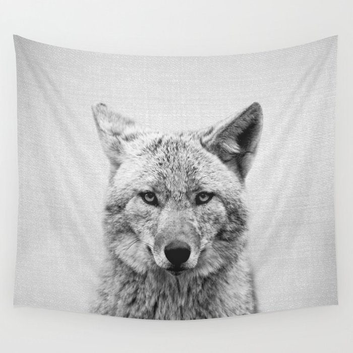Coyote - Black & White Wall Tapestry