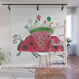 Ladybug Watermelon Flowerbed Wall Mural