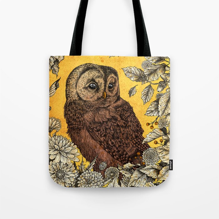 Tawny Owl Yellow Tote Bag by Angela Rizza | Society6