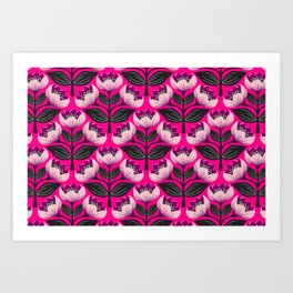 Bright and bold tulips in pink and magenta Art Print