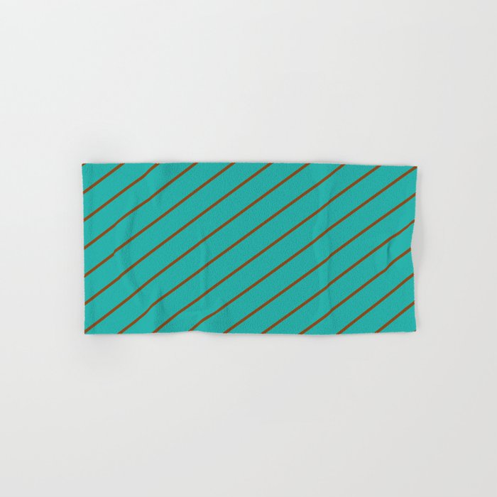 Light Sea Green and Brown Colored Stripes Pattern Hand & Bath Towel