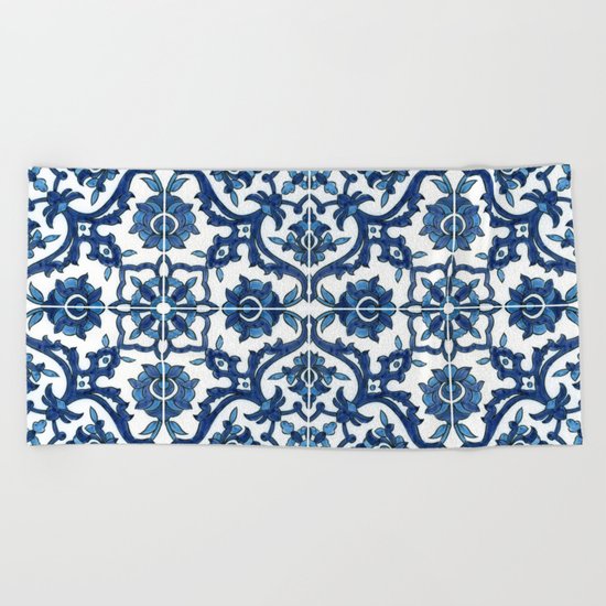 Blue Tile Beach Towel
