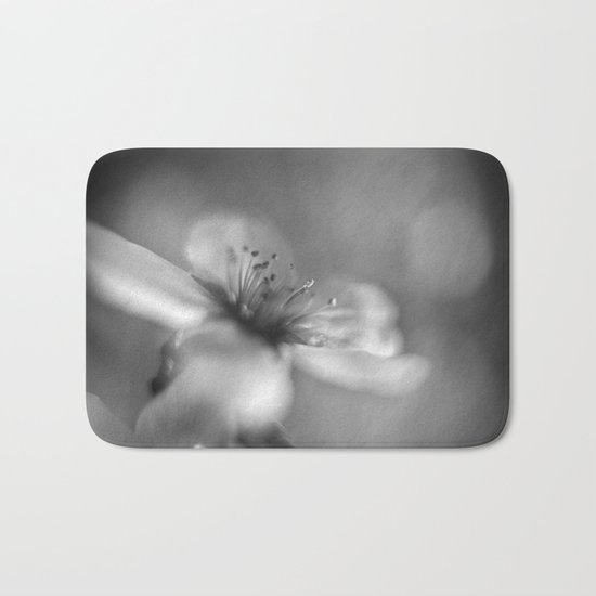 White flowers. Mono Bath Mat