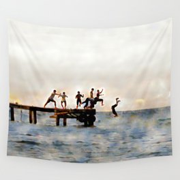 Summer playtime at the dock Wall Tapestry