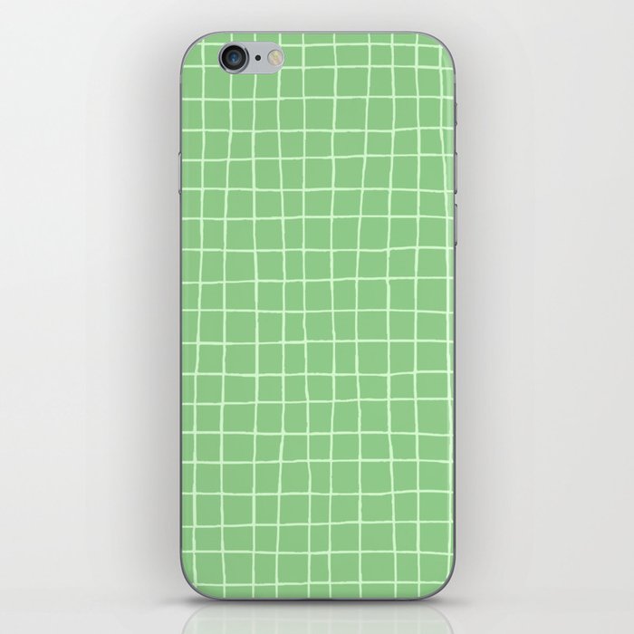 Mint green gingham lines iPhone Skin