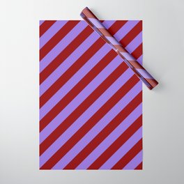 [ Thumbnail: Purple & Dark Red Colored Striped Pattern Wrapping Paper ]