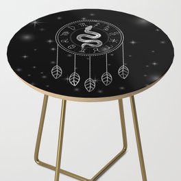 Dreamcatcher Zodiac symbols astrology horoscope signs with mystic snake in silver	 Side Table