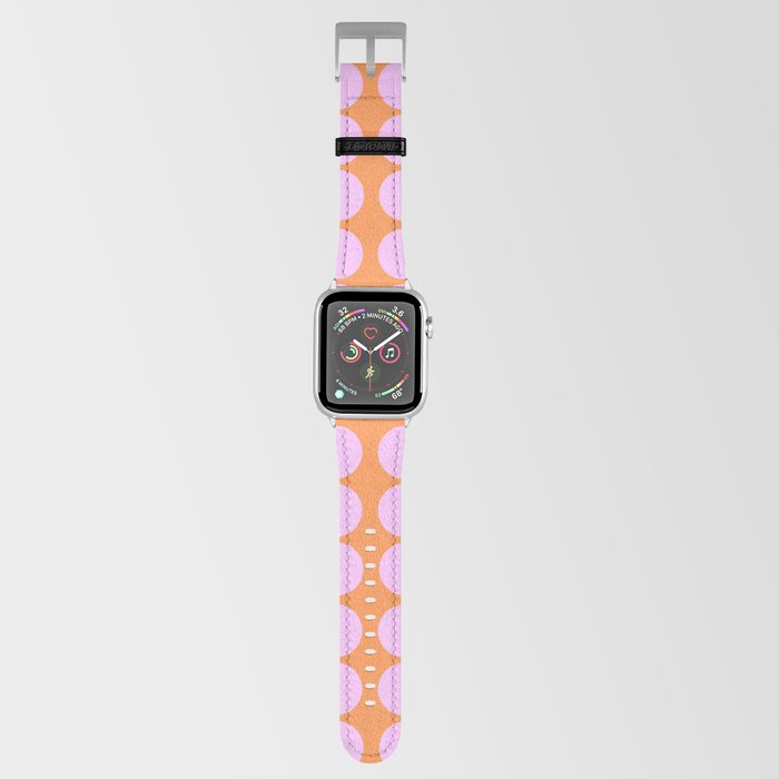 Pink On Orange Polka Dots Retro Modern Abstract Pattern Apple Watch Band