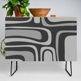 Palm Springs Retro Mid-Century Modern Abstract Pattern in Grey Credenza