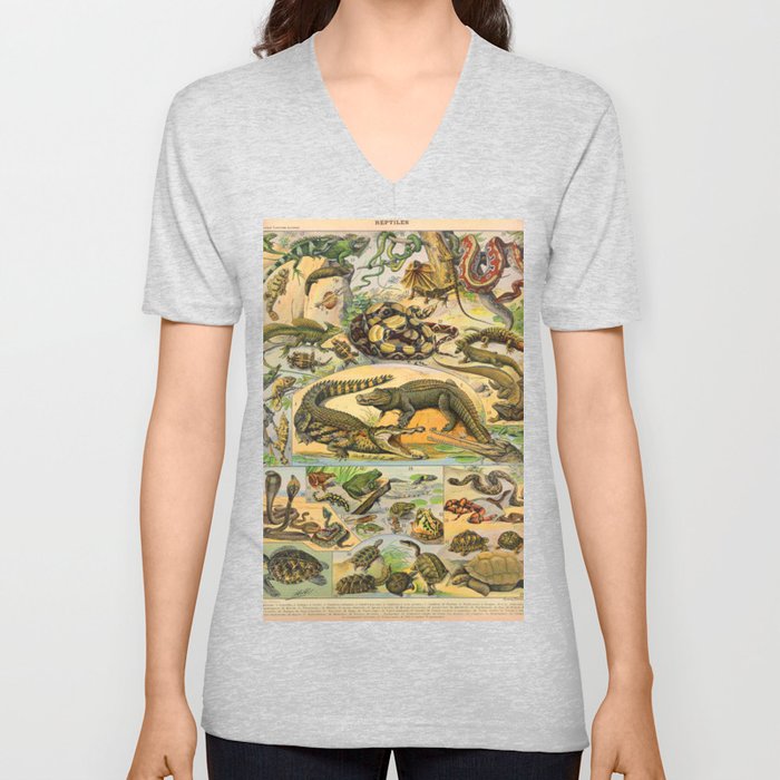 Reptiles Chart Nature Vintage Snake Turtle Alligator V Neck T Shirt by  Design & Art | Society6