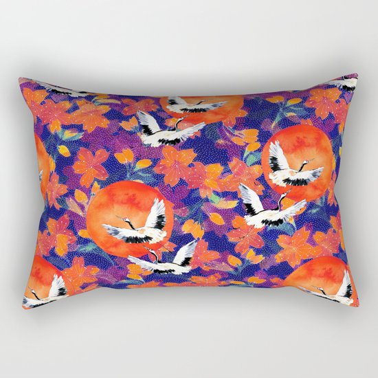 Japanese Garden: Cranes, Sun and Blossoms DK Rectangular Pillow