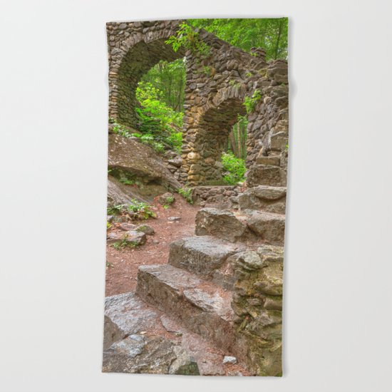 Forest Castle Ruins Beach Towel